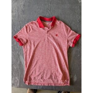 Express Pique Polo Mens XL Red Heathered Marl Short Sleeve Lion Logo Shirt